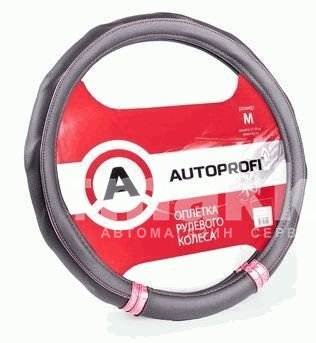Оплётка экокожа черн/розовая 3 вставки под карбон AUTOPROFI р-р М 20шт/уп AP-1408 BK/PINK (M)
