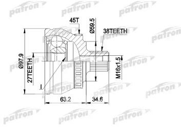 ШРУС AUDI SKODA наружн к-кт 38x59.5x27 с ABS PCV1267 Patron
