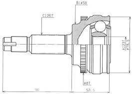 ШРУС наружный с ABS 23x58x26 ABS:48T TOYOTA PRIUS PCV1064 PATRON