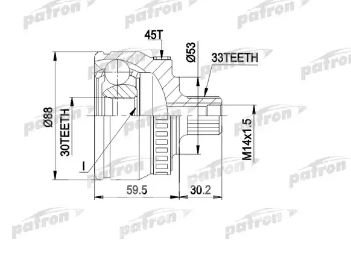 ШРУС наружн к-кт 33x53x30 c ABS:45T VW: PASSAT PCV1239 Patron