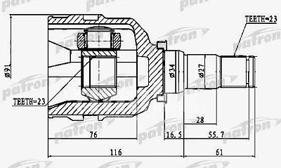 Шрус внутренний 23x34x23 TOYOTA AURIS/AVENSIS PCV1955 Patron