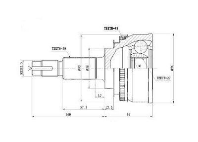 ШРУС наружный с ABS 30x56x27 ABS:48T TOYOTA CAMRY PCV1687 PATRON