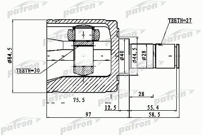 ШРУС HONDA Civic внутр.прав.перед. 30x40x27 PCV1027 PATRON