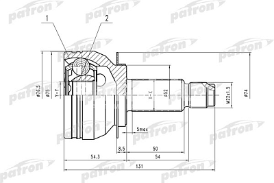 ШРУС наружн к-кт 27x52x30 SUBARU: Legacy PCV4042 PATRON