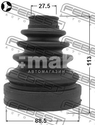 Пыльник ШРУСа Toyota LAND CRUISER PRADO 120 GRJ 88.5x113x27.5 внутр.ком-кт 0115-GRJ120T Febe