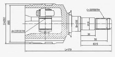 ШРУС внутренний 23x35x20 TOYOTA AVENSIS PCV1029 Patron