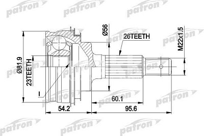 ШРУС наружн к-кт 26x56x23 TOYOTA: CARINA E/COROLLA PCV1346 Patron