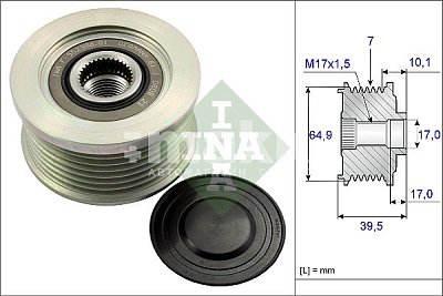 Шкив генератора Nissan Pathfinder R51 535017710 INA 