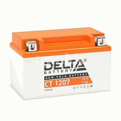 Мото аккумулятор DELTA 12В  7Ач (YTX7A-BS) п/п