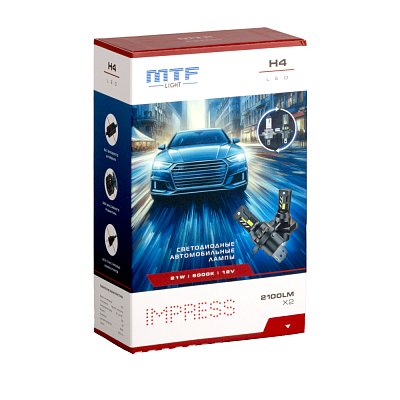 LED Автолампа H4 12V 21W 2100LM, 6000K, серия IMPRESS MTF Light (2шт)