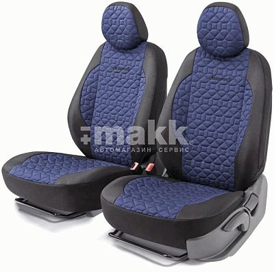 Чехлы автомоб. SOFT хлопок передний ряд 4 предм чёрн/синие AIRBAG SFT-0405 BK/D.BL