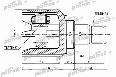 ШРУС внутренний левый 24x50x27 TOYOTA CAMRY PCV1742 PATRON