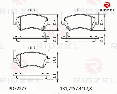 Колодки тормозные передние PDF2277 Ridzel