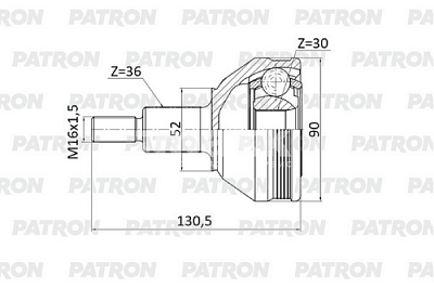 ШРУС нар. 36х52х30 SKODA Rapid III / VW Polo PCV2137 Patron