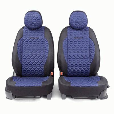 Чехлы автомоб. SOFT хлопок передний ряд 4 предм чёрн/синие AIRBAG SFT-0405 BK/D.BL