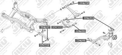 Сайлентблок Subaru Forester 2007- BH27020 JIKIU (на авто 4шт)