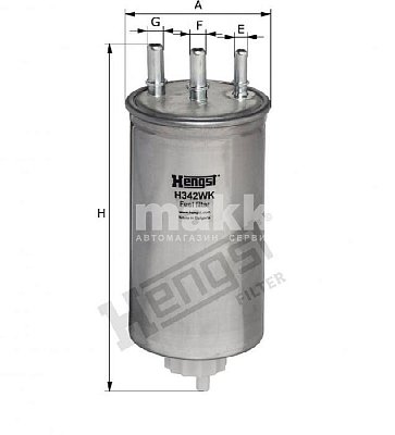 Фильтр топливный Hengst H342WK (WK 8039) Renault Duster 10-, Logan 05-, Sandero 09- all 1,5 TDCi