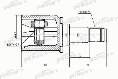 ШРУС внутр. лев. 24x50x27 TOYOTA CAMRY PCV1427 PATRON