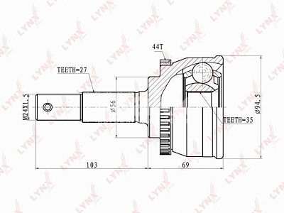 ШРУС наруж. 27х56х35 NISSAN Primera CO-5769A LYNXauto "В"